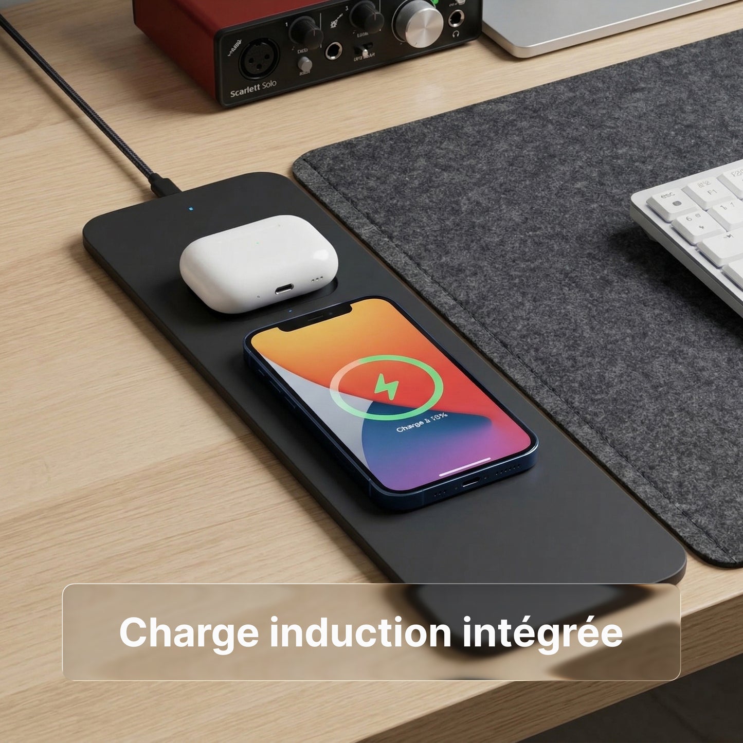 Tapis de bureau avec recharge intégrée - Sirius